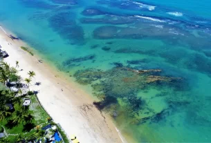 Vista aérea da praia de Arraial D'ajuda, Bahia, Brasil